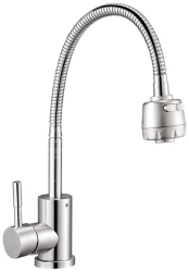 Смеситель для кухни/мойки Solone, однорычажный, поворотный, керамический, гибкий излив, длина излива 180 мм, нержавеющая сталь, цвет хром