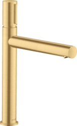 Смеситель для раковины/умывальника Axor Uno Select 200, однорычажный, фиксированный излив, длина излива 19,8 см, керамический, латунь, цвет шлифованное золото, с незапираемым сливным набором