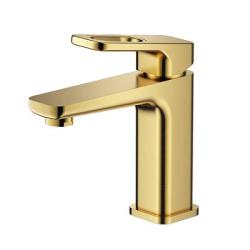 Смеситель для раковины/умывальника Raglo R51.10.03 однорычажный, неповоротный, фиксированный, излив длина 126 мм высота 109 мм латунь, цвет сатин золотой