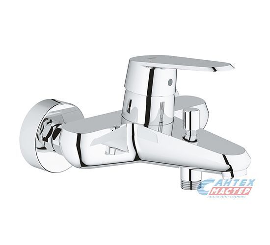 Смеситель для ванны/душа Grohe Eurodisc Cosmopolitan однорычажный, керамический, настенный, излив фиксированный 184 мм, латунь, цвет хром, короткий, универсальный, горизонтальный, рычажный, кран, комплект, сантехника, размер, характеристики