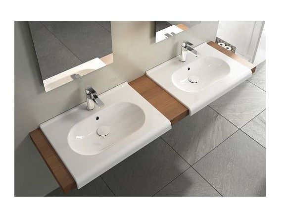 Раковина ISVEA Sentimenti 10SM50065SV с передним бортиком 65х17х47 полувстраиваемая, прямоугольная, керамическая/фарфоровая, цвет белый, с отверстием под смеситель, слив-перелив