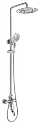 Душевая система Bravat Stream, высота 1250 мм, цвет хром, комплект: однорычажный смеситель/излив/тропический душ (с верхней лейкой)/стойка/лейка/шланг, наружного монтажа