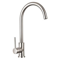 Смеситель для кухни/мойки TopZero, цвет нержавеющая сталь, С образный, однорычажный, с высоким/низким изливом, высота излива 273 см, из нержавеющей стали