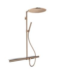 Душевая система Axor ShowerSolutions Showerpipe 800 1jet, высота 104,4 см, цвет: полированное красное золото, комплект: верхний душ/термостат для душа/ручной душ/штанга для душа/держатель для душа, наружного монтажа, настенная, латунная