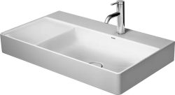 Раковина DURAVIT DuraSquare 80х47х14,5 см, накладная, прямоугольная, керамика DuraCeram, шлифованная, с крылом, чаша справа, цвет белый, 1 отверстие под смеситель, без перелива, правая