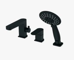 Смеситель для ванны/душа VIEIR, на борт ванны, однорычажный, неповоротный, керамический, длина излива 173 мм, латунь, цвет черный