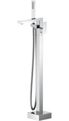 Смеситель для ванны/душа Aquatek Либра напольный, однорычажный, неповоротный, длина 219 мм, керамический, латунь, цвет хром