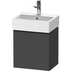 Тумба под раковину Duravit D-Neo, 43,4х32,2х44 см, подвесная, с распашной дверцей, ДСП, цвет: графит матовый, шкафчик навесной, прямоугольная, правая, в ванную комнату
