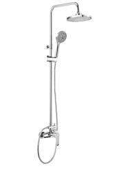 Душевая система настенная Deante CORIO 900-1200 мм цвет хром, комплект: однорычажный смеситель/тропический душ (с верхней лейкой)/лейка/стойка/шланг, латунь/сталь