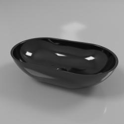 Раковина Whitecross Amber 60х35 см, накладная, из искусственного камня, овальная, цвет черный глянцевый, без отверстия под смеситель, без перелива, умывальник