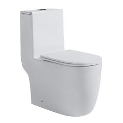 Унитаз-моноблок ABBER Bequem 700х370х795 мм цвет белый, горизонтальный (в стену) выпуск, смыв торнадо, напольный, с сиденьем микролифт, дюропласт, безободковый, чаша с бачком AC1137T