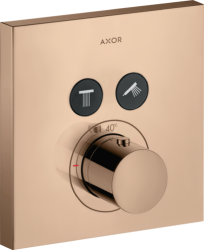 Смеситель для душа Axor ShowerSelect, термостатический, скрытого монтажа, 2 потребителя, настенный, без излива/шланга/лейки, квадратный, латунный, цвет полированное красное золото, с термостатом