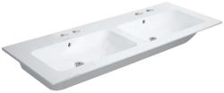 Раковина DURAVIT ME by Starck, 130х49х18 см, подвесная, двойная (две чаши) прямоугольная, санфарфор, цвет белый шелковисто-матовый, 4 отверстия под 2 смесителя, слив/перелив