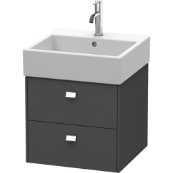 Тумба под раковину Duravit Brioso, 48,4х45,9х44,2 см, подвесная, 2 выдвижных ящика, ДСП, цвет: графит матовый/хром, шкафчик навесной, механизм доводчика, прямоугольная, правая/левая, в ванную комнату