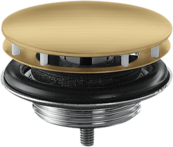 Донный клапан Axor, для раковины незапираемый, нержавеющая сталь, круглый, с переливом, цвет: шлифованное золото, с фиксированной крышкой, классический/стандартный