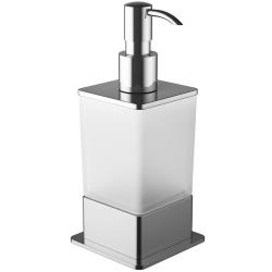 Дозатор жидкого мыла Excellent Riko, настольный, латунь/стекло, форма квадратная, для мыла в ванную/туалет/душевую кабину, цвет хром