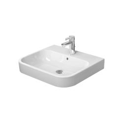 Раковина DURAVIT Happy D.2 WonderGliss 60х50,5х17 см, подвесная, прямоугольная, санфарфор, цвет белый, с 1 отверстием под смеситель, антигрязевое покрытие, слив/перелив