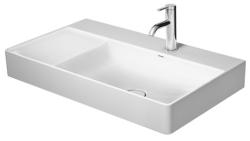 Раковина DURAVIT DuraSquare WonderGliss 80х47х14,5 см, накладная, прямоугольная, керамика DuraCeram, шлифованная, с крылом, чаша справа, цвет белый, 1 отверстие под смеситель, антигрязевое покрытие, без перелива, правая