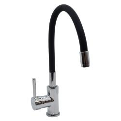 Смеситель для кухни/мойки TopZero, цвет хром, однорычажный, с высоким/низким поворотным/гибким изливом, высота излива 270 см, из нержавеющей стали