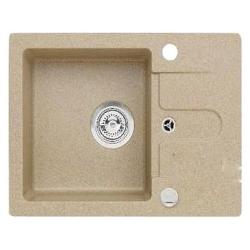 Мойка кухонная ALVEUS GRANITAL GENESIS CANCAN 30 G55 BEIGE 32x35x14 см, врезная/встраиваемая сверху, с крылом, искусственный гранит, прямоугольная, цвет бежевый, с отверстием под смеситель