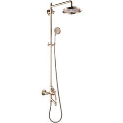 Душевая система ROSE, высота 1500 мм, цвет бронза, комплект: однорычажный, смеситель с изливом/тропический душ (с верхней лейкой)/стойка/лейка/шланг, наружного монтажа