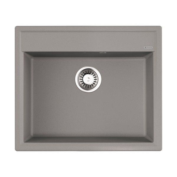 Мойка Omoikiri Daisen 60-GR Artgranit, 60х51 см, врезная, из искусственного камня, прямоугольная, цвет Leningrad Grey, без отверстия под смеситель, слив-перелив, для кухни, прямая, встроенная