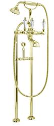 Смеситель для ванны/душа Cezares Diamond, напольный, двухвентильный, неповоротный, длина 97 мм, керамический, латунь, цвет золото 24 карат