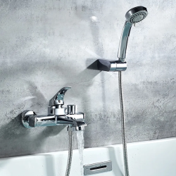 Смеситель для ванны/душа LEDEME настенный, однорычажный, неповоротный, латунный, длина излива 196 мм, латунь, цвет хром