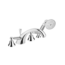 Смеситель для ванны/душа Cezares First на борт ванны, двухвентильный, неповоротный, длина 200 мм, керамический, латунь, цвет хром, цвет ручек хром