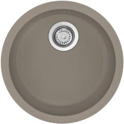 Мойка кухонная Longran Ultra, 46х46х20 см, врезная, искусственный гранит, круглая, цвет трюфель, без отверстия под смеситель, без крыла, слив-перелив, врезная в столещницу, для кухни