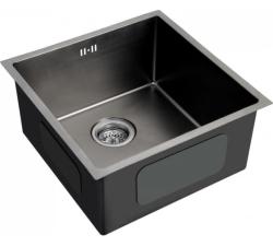 Мойка EMAR 45х45 см, врезная, из нержавеющей стали, квадртаная, цвет черный, без отверстия под смеситель, слив-перелив, без крыла, для кухни, универсальная, врезная под столешницу/над столешницей, для кухни