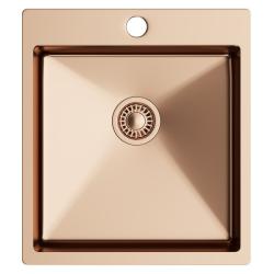 Мойка 505х450 см TopZero серия TNL/Color X, цвет медь, врезной прямой, вровень со столешницей, из нержавеющей стали, матовая, прямоугольная, отверстие под смеситель, слив-перелив, для кухни