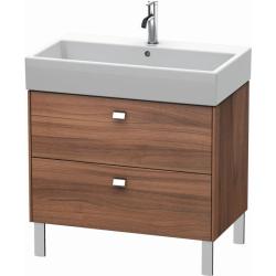 Тумба под раковину Duravit Brioso, 78,4х45,9х57 см, напольная, цвет: орех матовый/хром, 2 выдвижных ящика, ДСП, прямоугольная, левая/правая, в ванную комнату