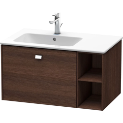 Тумба под раковину Duravit Brioso, 82х47,9х44,2 см, подвесная, 1 выдвижной ящик, с открытой полкой слева, ДСП, цвет: каштан темный/хром, шкафчик навесной, механизм доводчика, прямоугольная, левая, в ванную комнату