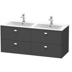 Тумба под раковину Duravit Brioso, 129х47,9x55,3 см, подвесная, 4 выдвижных ящика, ДСП, цвет: графит матовый/хром, шкафчик навесной, механизм доводчика, прямоугольная, правая/левая, в ванную комнату