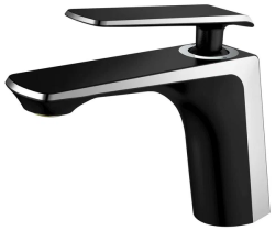 Смеситель для раковины/умывальника Haiba, однорычажный, неповоротный, латунь, длина излива 121 мм, керамический, цвет черный/хром