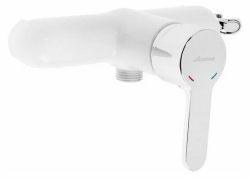 Смеситель с гигиеническим душем Accoona, настенный, однорычажный, керамический, без излива, с гибким шлангом/лейкой, цинк, цвет белый