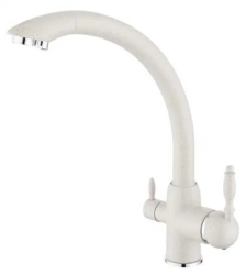 Смеситель для кухни/мойки VIEIR, биканальный, однорычажный, поворотный, керамический, длина излива 230 мм, латунь, цвет белый