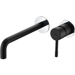 Смеситель для раковины/умывальника Boheme Uno, встраиваемый, однорычажный, неповоротный, керамический, длина излива 200 мм, латунь, цвет черный/хром
