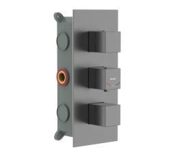 Смеситель для ванны/душа Raglo R02.263.09 с термостатом, настенный, вентильный, 3-режима, встраиваемый, без излива, латунь, цвет графит