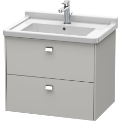 Тумба под раковину Duravit Brioso, 67х46,9х56,3 см, подвесная, 2 выдвижных ящика, ДСП, цвет: бетонно-серый/хром, шкафчик навесной, механизм доводчика, прямоугольная, правая/левая, в ванную комнату