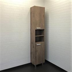 Пенал Comforty Марио 40, 40х190х30 см, напольный, цвет: дуб темный, 2 распашные дверцы/открытые полки, шкаф/шкафчик напольный, прямоугольный, левый/правый, левосторонний/правосторонний/универсальный