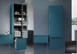 Пенал Cezares Premium с зеркалом внутри, 35х38х150 см, подвесной, (правый/левый/универсальный), 1 распашная дверь,1 выдвижной ящик/реверсивная, цвет черный матовый, в ванную комнату