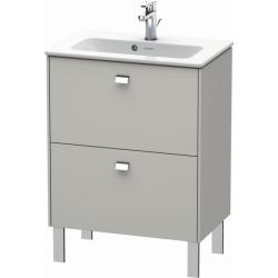 Тумба под раковину Duravit Brioso, 62х38,9х68,3 см, напольная, цвет: бетонно-серый/хром, 2 выдвижных ящика, ДСП, прямоугольная, левая/правая, в ванную комнату