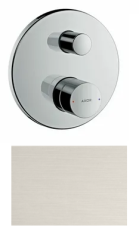 Смеситель для ванны Axor Uno однорычажный, с рукояткой zero, скрытого монтажа, настенный/встраиваемый, круглый, латунный, без излива, керамический, цвет под сталь, без душевого шланга/лейки