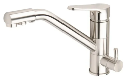 Смеситель для кухни/мойки VIEIR, биканальный, однорычажный, поворотный, керамический, длина излива 237 мм, латунь, цвет сатин