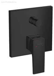 Смеситель для ванны Hansgrohe Metropol скрытого монтажа, настенный/встраиваемый, однорычажный, латунный, без излива, керамический, квадратный, цвет матовый черный, без душевого гарнитура