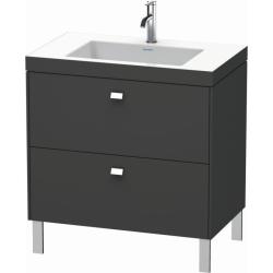 Тумба c раковиной Duravit Brioso, 80х48х61,3 см, подвесная, 2 выдвижных ящика, ДСП, цвет: графит матовый/хром /Vero Air, мебельная, прямоугольная, цвет белый, фарфоровая, без отверстия под смеситель, без перелива