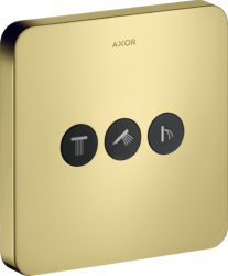 Вентиль Axor ShowerSelect softsquare запорный/переключающий, для 3 потребителей, скрытого монтажа, настенный, 17х17 см, квадратный, латунь, цвет: полированное золото, встраеваемый/встроенный, для ванны/душа Вентиль Axor ShowerSelect softsquare запорный/переключающий, для 3 потребителей, скрытого монтажа, настенный, 17х17 см, квадратный, латунь, цвет: полированное золото, встраеваемый/встроенный, для ванны/душа