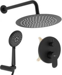 Душевая система встраиваемая REA HYPER, цвет черный матовый, комплект: смеситель/тропический душ (с верхней лейкой)/лейка/шланг, скрытого монтажа